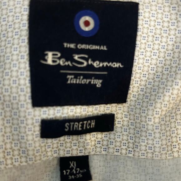 Ben Sherman Gray Dress Shirt Size 17 XL Tailored Fit Stretch - Picture 3 of 3